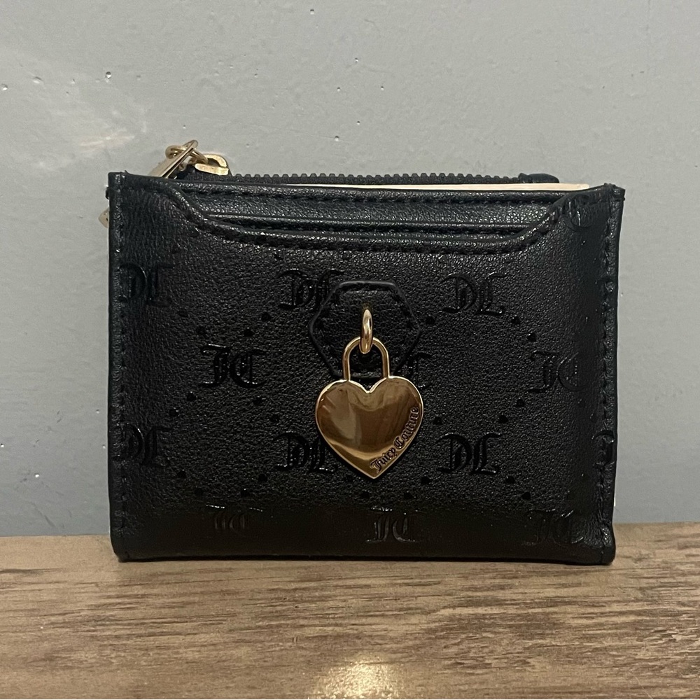 Juicy Couture Black Wallet with Gold Heart Charm
